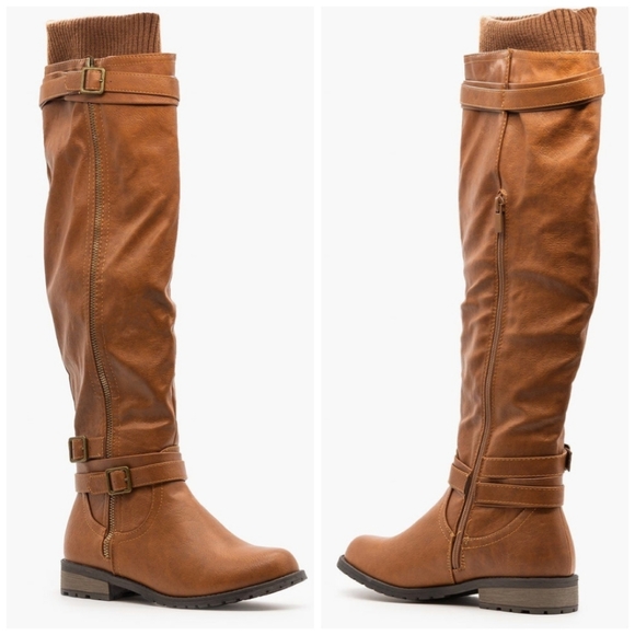 Forever Link Shoes - Like New! FOREVER Link Shoes Sweater Cuffed Knee High Faux Leather Boots Size 8